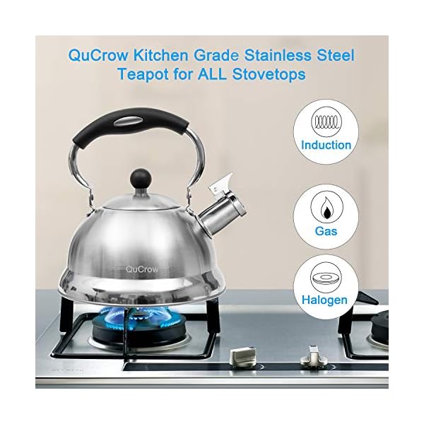 (NEW VERSION) QuCrow Whistling Tea Kettle Stovetop, Stainless Steel Tea