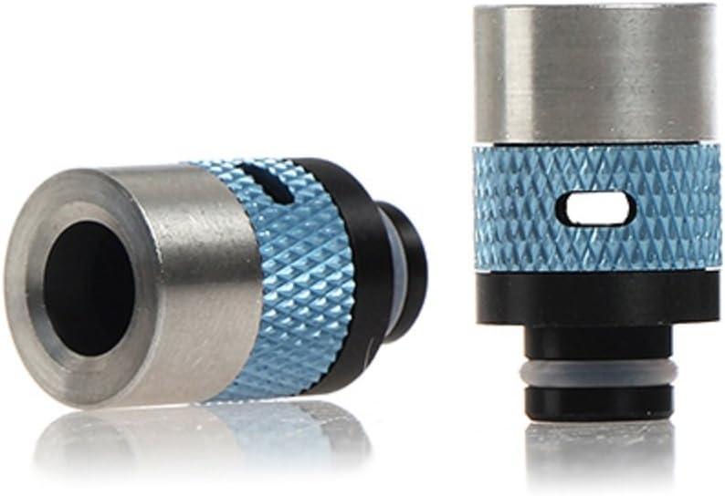 Aluminium, Stainless Steel & POM Adjustable Air Flow 510 Drip Tip For Electronic Cigarettes And Vaping Devices (Pale Blue) - No Nicotine