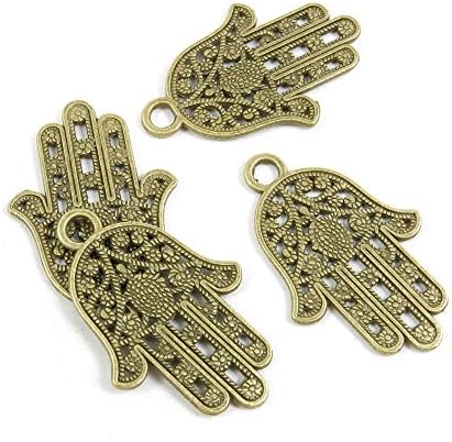 Price per 230 Pieces Jewelry Making Supply Charms Findings Filigrees B4NC1Y Hamesh Hamsa Hand of Fatima Antique Bronze Findings Beading Craft Supplies Bulk Lots