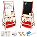 Magicfly Kids Art Easel with Paper Roll, Double Sided Toddler Children Easel Chalkboard and Magnetic Dry Erase Board for Kid Painting and Drawing, Multiple Art Accessories Included, Gift for Ages 2-10
