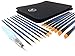 Heart Nuvo's 15+1 Artist Paintbrush Set with Case - Assorted Nylon Brushes and Water Brush for Watercolor Painting, Acrylic Painting, and Oil Painting