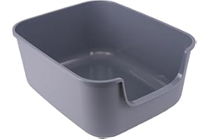 LoopTime Large Cat Litter Box with High Sides,Cat Boxes for Indoor Cats,Cat Litter Pan for Kitty,Litter Box with Low Entry,Easy to Clean,Anti-Splashing (Grey)