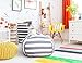 BROLEX Extra Large 38'' Stuffed Animals Bean Bag Chair Cover-100% Cotton Canvas Kids Toy Storage Zipper Bags Comfy Pouf for Unisex Boys Girls Toddlar, Grey White Stripe