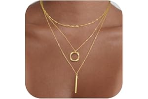 Bheop Gold Silver Layered Necklaces for Women Trendy, Dainty 925 Sterling Silver Chain Necklace Stack for Women Layering Circle Pendant Choker Necklaces Set Non Tarnish Jewelry Gifts for Teens