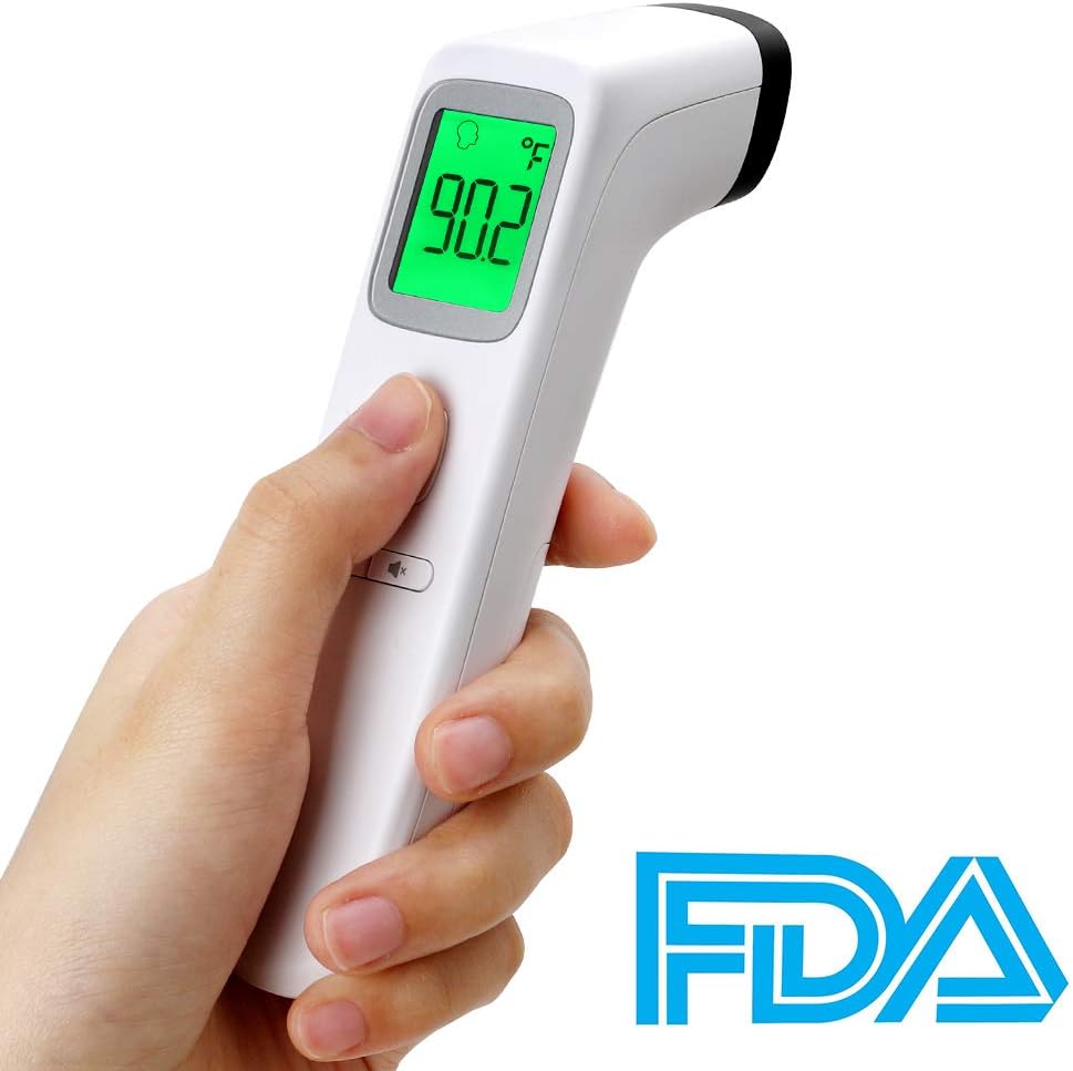 2020 New Forehead Thermometer, FDA Approved, Non-Contact Ear Thermometer, Digital LCD Display, Fever Alarm, Memory Function, Temperature Gun for Baby Kids and Adult, Fast Delivery, 7-9 Days