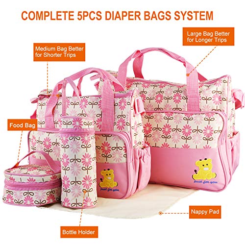 5PCS Diaper Bag Tote Set - Baby Bags for Mom