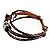 November's Chopin Unique Metal Button Ring Braided Leather Adjustable Wrap Bracelet