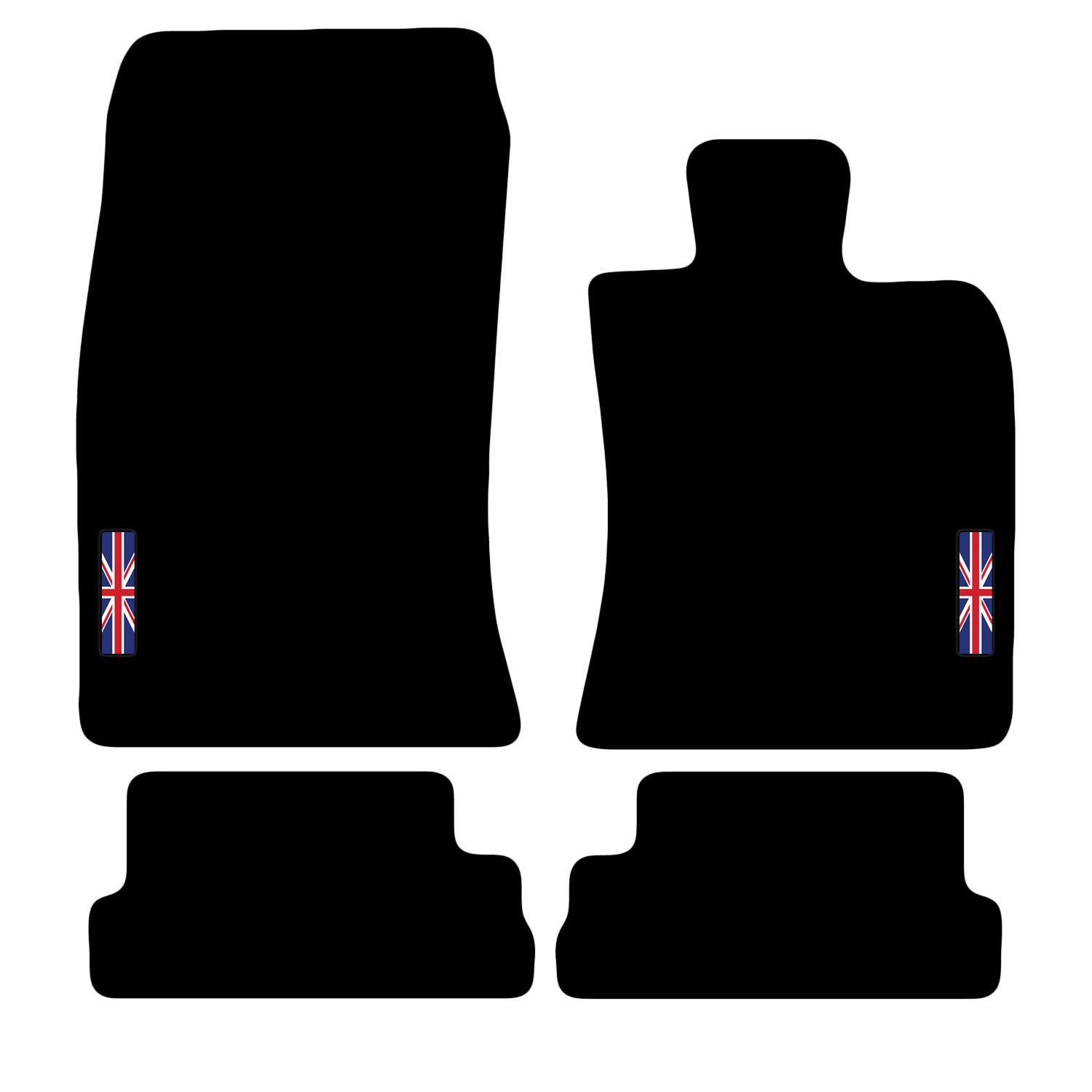 Carsio Carpet Car Mats For MINI Convertible 2007 to 2015 (R57) with Union Jack Flag logo Tailored Fit Floor Mat Complete Accessory Custom Fitted - All Weather, Anti-Slip Backing & Black Trim