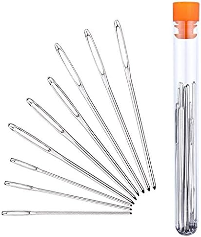 VNFEI Stainless Steel Large-Eye Blunt Needles Quilting Yarn Knitting Needles Sewing Knitters,9 Pieces (Silver)
