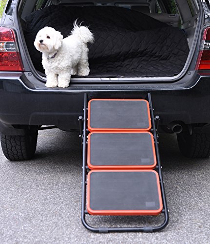 Convertible Dog Stairs - Pet Ramp for Cars & SUV's, 2 levels Height Adjustment Foldable Pet Steps