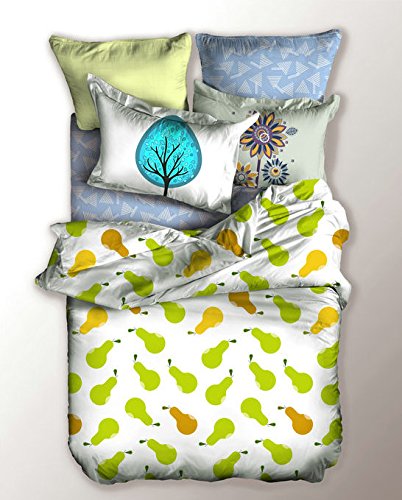 DecoKing 04869 Bed Linen 155 x 220 cm with 1 pillowcase 80 x 80 Microfibre Bed Linen Bedding Set Duvet Covers Sets Zip Basic Collection Lucky White Green Orange Yellow