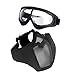 Unigear Half Face Lower Mask with Airsoft Goggle Foldable Mesh Adjustable Tactical Metal Steel Mask for Airsoft/Hunting/Paintball/Shooting (Black+Black)