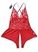 Lingerie Bodysuit for Women One Piece Lace Teddy Valentine's Day Lingerie (Large, Wine Red.)