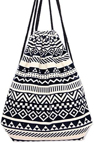 Dinashion Drawstring Backpack Gym Bag Canvas Sports Bag Unisex Cinch Bag String Bag Lightweight Sackpack Gym Sack for Travelling, Hiking, School, Shopping, Festival, Sport etc. (Pattern 1)