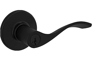 Kwikset Balboa Entry Door Handle with Lock and Key, Secure Keyed Reversible Lever Exterior, Doorlock, For Front Entrance and Bedrooms, Matte Black, Pick Resistant Smartkey Rekey Security