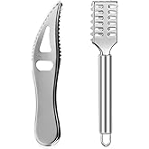 WSERE Set of 2 Fish Scaler Remover Fish Scraper Peeler Scraping Knife Removal Tool with Hanging Hole