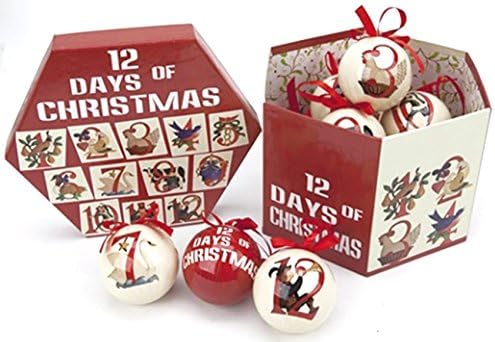 Decorative Box Of 14 12 Days Of Christmas Baubles by Christmas Decorations