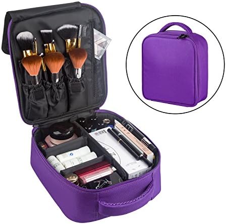 Travel Makeup Bag,Waterproof Makeup Train Case RUOBAI Portable Cosmetic Bag-Multifunctional Makeup Organizer Storage Bag with Removable Partition.