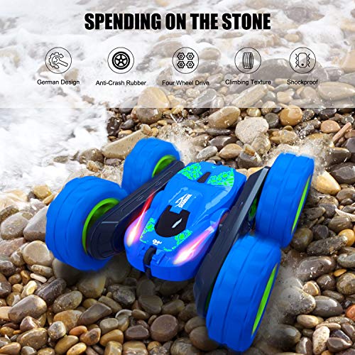 RC Stunt Car for Kids, SHARKOOL 360°Flips Double Sided Rotating 4WD 2.4Ghz Remote Control Car with Sharp Dual-Color Headlights -Best Gift for 2-12 Years Old Kids(All Batteries Included) - Thumbnail 4
