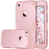BENTOBEN iPhone 8 Case, iPhone 7 Case, Heavy Duty Slim Shockproof Drop Protection 3 in 1 Hybrid Hard PC Covers Soft Rubber Bumper Protective Case for iPhone 8/7 Cute Rose Gold
