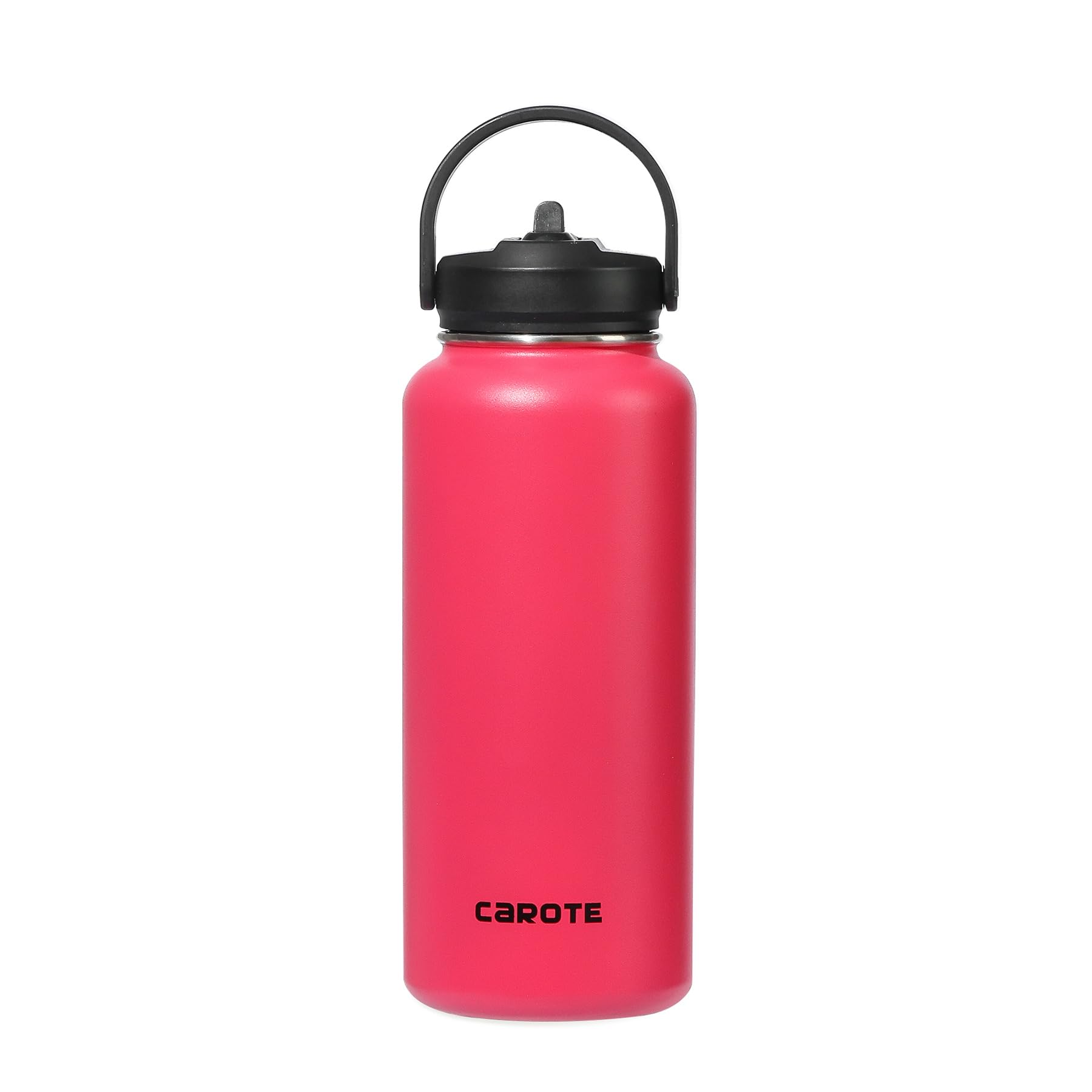 CAROTE Stainless Steel Water Bottle with Straw, Vacuum Insulated Water Flask, Double Walled Drink Flask for Hot Cold Drinks, Leak Proof, Sweat Free, 32oz, 960ml, Rose