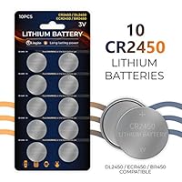 Pack of 10 Lithium Coin Cell| CR2450 Button Coin Cell Size| Lightweight, High Voltage and High Energy Density| 3V Power and 3 Years Shelf Life| for Calculators, Toys, Watches & More!