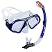 Scuba Diving Mask & Dry Snorkel Set,Mee'sport Tempered Glass Diving Mask Anti-Fog Lens Dry Top Snorkel with Purge Valve Scuba Dive Mask Snorkel for Adult Men Women Boys Girls
