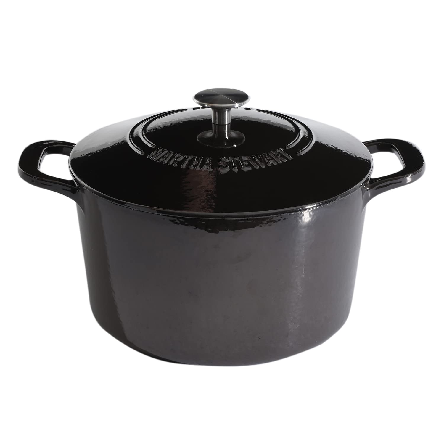 MARTHA STEWART Gatwick 7-Quart Enamel Cast Iron Dutch Oven Pot with Lid – Grey – Heavy-Duty Dutch Oven for Slow Cooking, Braising & Baking Image