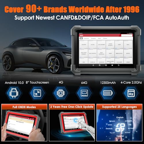 LAUNCH IMMO Plus X431 Car Diagnostic Case with All Systems Key IMMO Service 38+ Bi-Directional Active Test Obd2 with CANFD&DOIP FCA Guide V.A.G. 200+ Car 2 Years Service