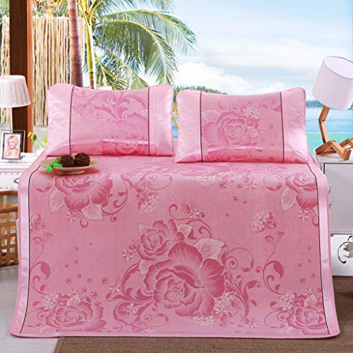 JinJin Breathable Ice Silk Sleeping Crib Mattress Mat Summer Cool Pad with Pillow (Pink)