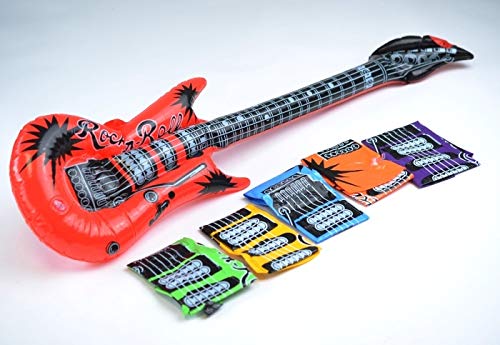 Inflatable Guitar Air Guitar Set of 6 Neon Colourful 6 Colours Assorted Approx. 100 cm