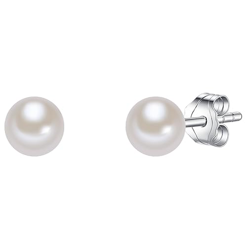 Valero Pearls Damen-Ohrstecker Hochwertige Süßwasser-Zuchtperlen in ca. 4 mm Rund weiß 925 Sterling Silber - Perlenohrstecker