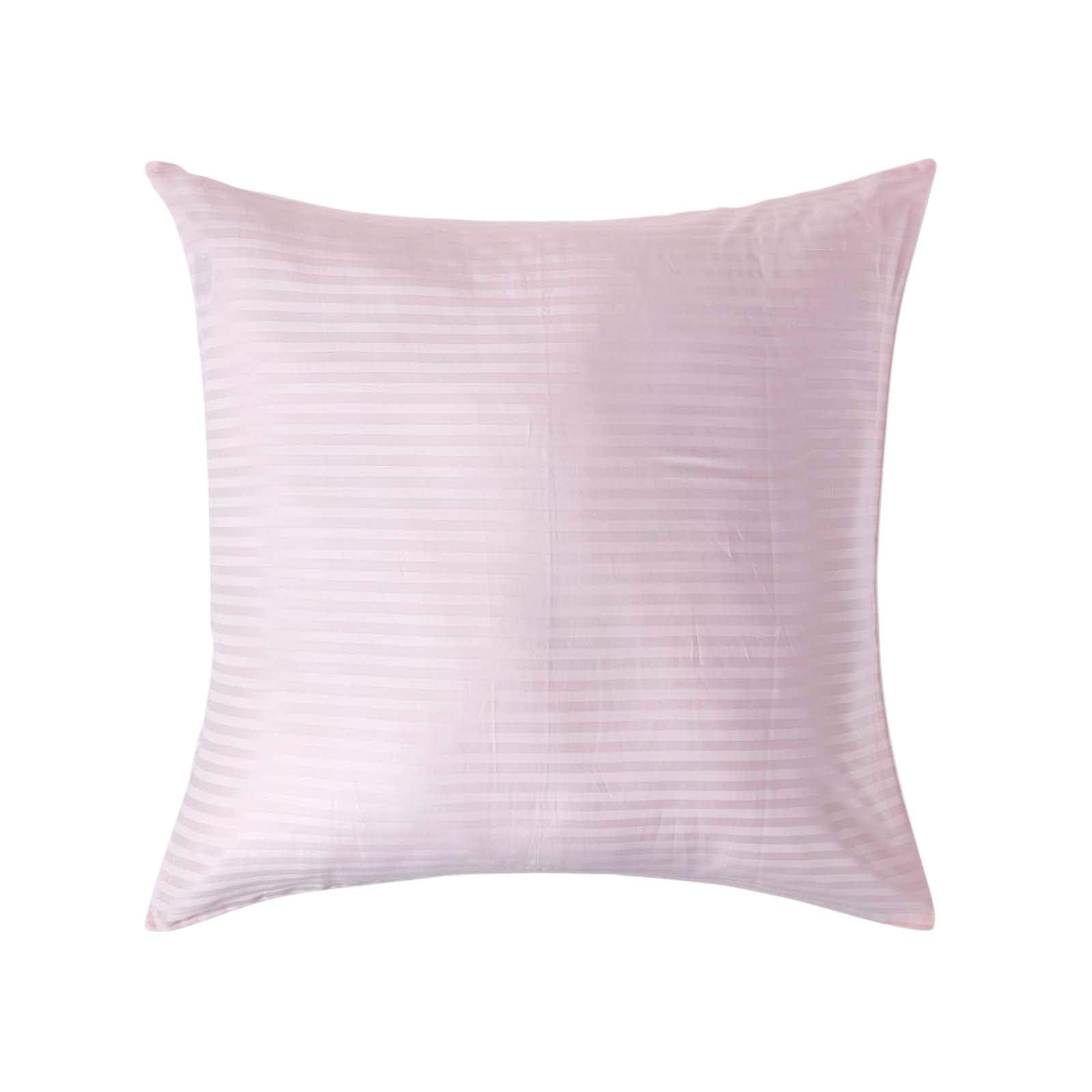 HOMESCAPES Pink Pure Egyptian Cotton Euro Size Pillowcase 80 x 80 cm 330 TC 500 Thread Count Percale Equivalent Satin Stripe Pillow Case with Zip