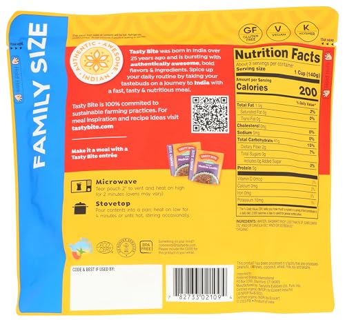 TASTYBITE ORGANIC FAMILY SIZE BASMATIC RICE, 16 OZ