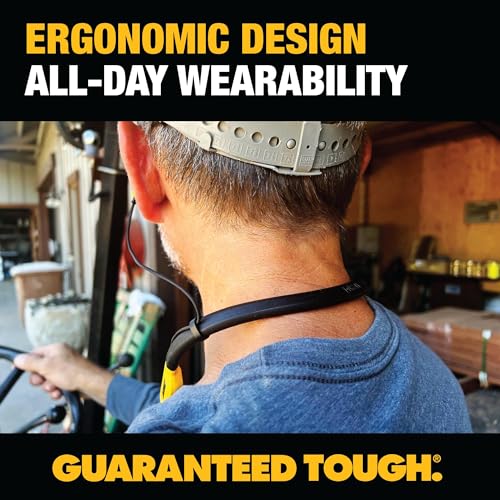 DEWALT 2-in-1 Neckband Bluetooth Headphones w/Built-In Speakers, Jobsite Wearable Speaker & Around Neck Headphones, Wireless Bluetooth Headset, 60+ Hrs, Hands-Free Music & Calls, Carry Pouch Included
