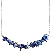 NJCRAFT Natural Gemstone Chips Choker Necklace for Woman| Silver Plated Gem-stone Necklace | Chip 2–3 mm | Adjustable Chain 16+2 Inch