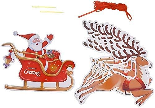 VEYLIN Christmas Reindeer Bunting, Santa Sleigh Banners for Party Decoration, Red - Image 5