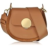 LeParmentier Yucca Shoulder Bag, Suede and Calf Leather, 7.9 x 6.7 x 2.4 inches