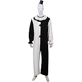 Feeriay Art Clown Cosplay Costume Outfits the Killer Art Clown Jumpsuit Bodysuit Headgear for Halloween