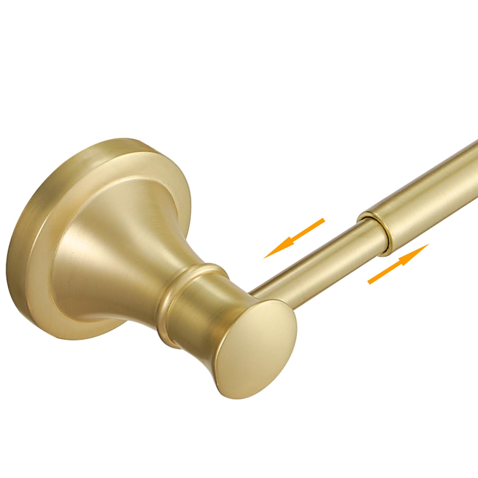 BESy Adjustable 16 to 26 Inch Bath Towel Bar Rack for Bathroom Towel Holder, Wall Mounted Towel Bar Rod Hanger Bathroom Hardware Accessories Hotel Style, Stainless Steel, Brushed Gold Image