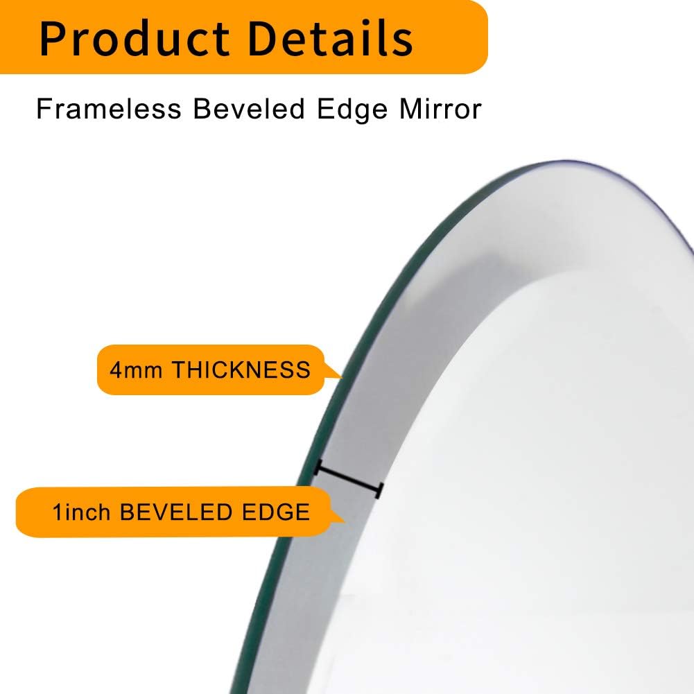 FANYUSHOW Round Beveled Polished Frameless Wall Mirror for Bathroom, Vanity, Bedroom (24" W x 24" H Circle): Furniture & Decor