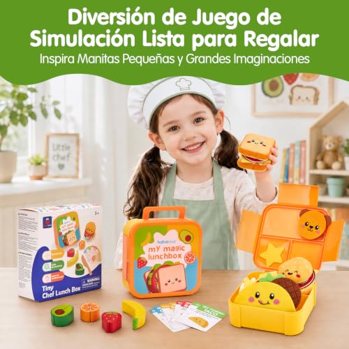 hahaland Food Toy for Children's Kitchen with Cuttable Fruits 3 Years+ | 43 Pieces, with Menu and Lunch Box, Kitchen Accessories, Creative Role Play, Easy to Store, Gift Girls 3-5 Years