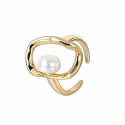 Handmade Geometric Pearl Gold Plated Statemnet Ring