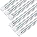 JESLED LED Shop Light 8FT, 72W 6500K Cool White, 9000LM High Output, V Shape, T8 Linkable 8 Foot LED Tube Lights for Garage, Warehouse, Plug and Play, Clear Cover (6-Pack)