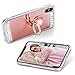 Caka iPhone Xs Max Case, iPhone Xs Max Glitter Case Mirror Series Bling Luxury Shiny Cute Mirror Makeup Crystal Protective TPU Case for Girls with Ring Kickstand for iPhone Xs Max (Rose Gold)