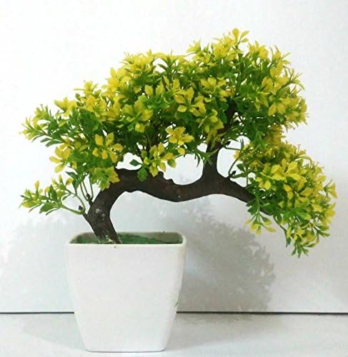 Amazon Com Hyperbole Bonsai Wild Plant Artificial Plant With Pot Yellow Home Kitchen