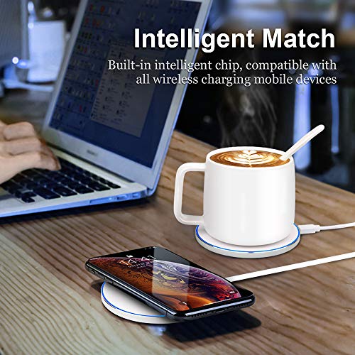 AriTan 2 in 1 Wireless Heating Mug & Wireless Charger (200ml), Support All Devices Enables Qi Standard, Constant Temperature for Keeping Warm (about 122°F/50°C) - Best Gift Idea