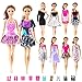UCanaan 39Pcs Doll Clothes and Accessories for 11.5'' Barbie Dolls (Includes 10 Set Random Pattern Casual Fashion Dresses + 10 Pairs Shoes + 10 Hangers + 5 Pcs of Bags + 4 Sling Clothes)