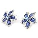 Zjzhao shop Fashion Women Crystal Flower Statement Gold Plated Necklace Earrings Jewelry Set (Blue)