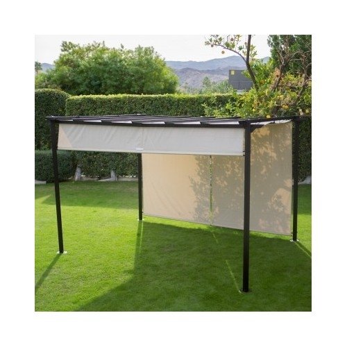 Steel Pergola Gazebo with Retractable Canopy Shades Pricepulse